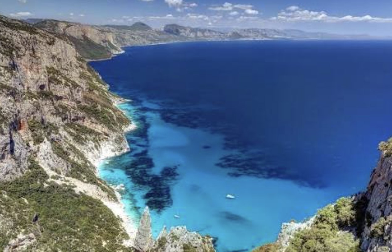 Limestone cliffs above turquoise water on Sardinia's eastern coast